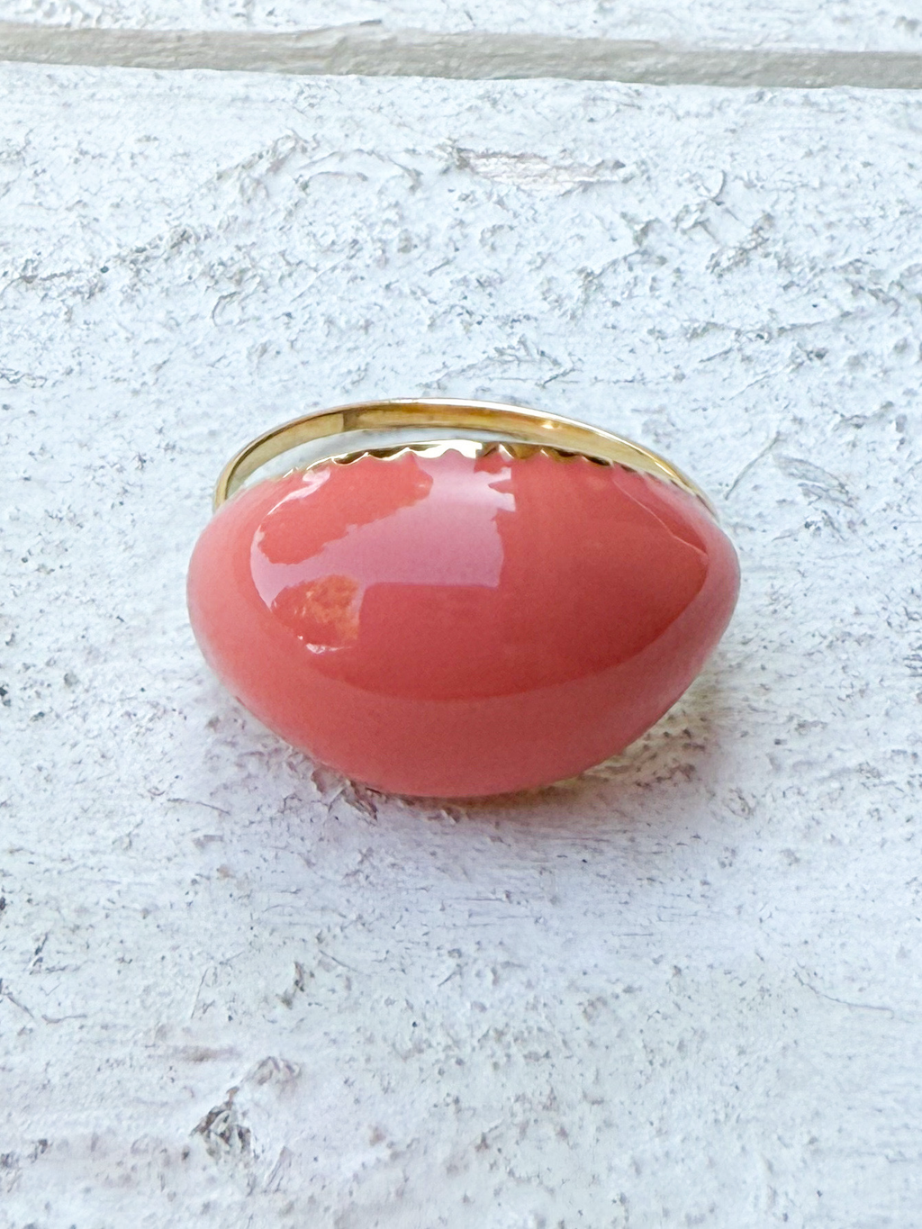 Anillo coral esmalte