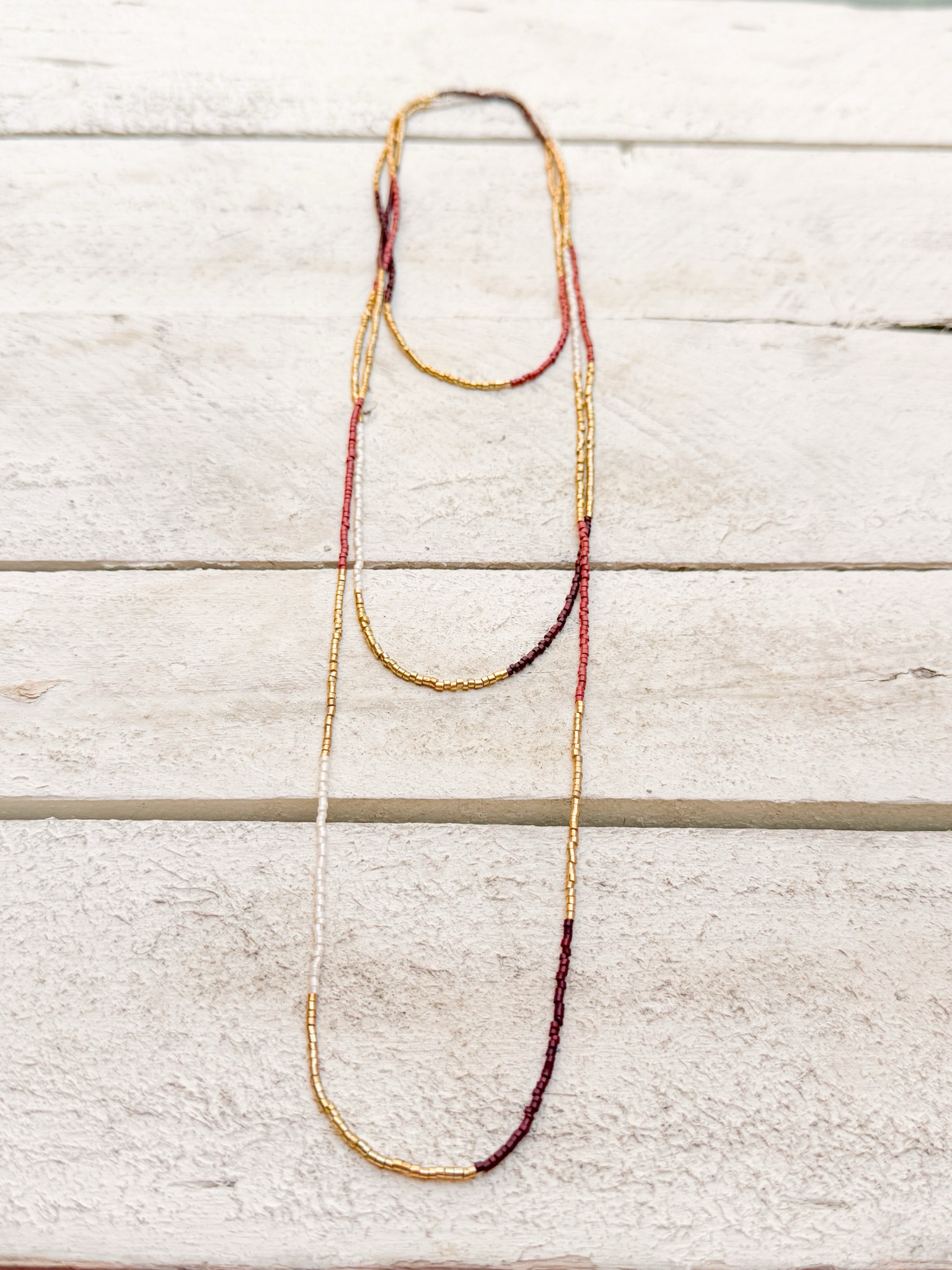 Collar miyuki mini rayas extra largo colores tierra