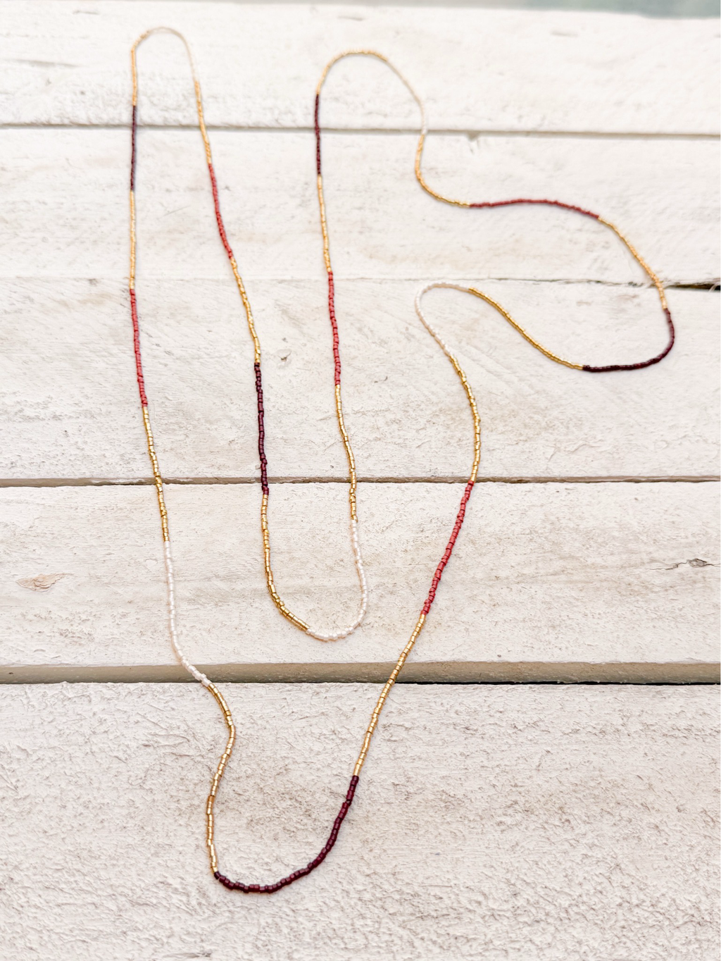 Collar miyuki mini rayas extra largo colores tierra