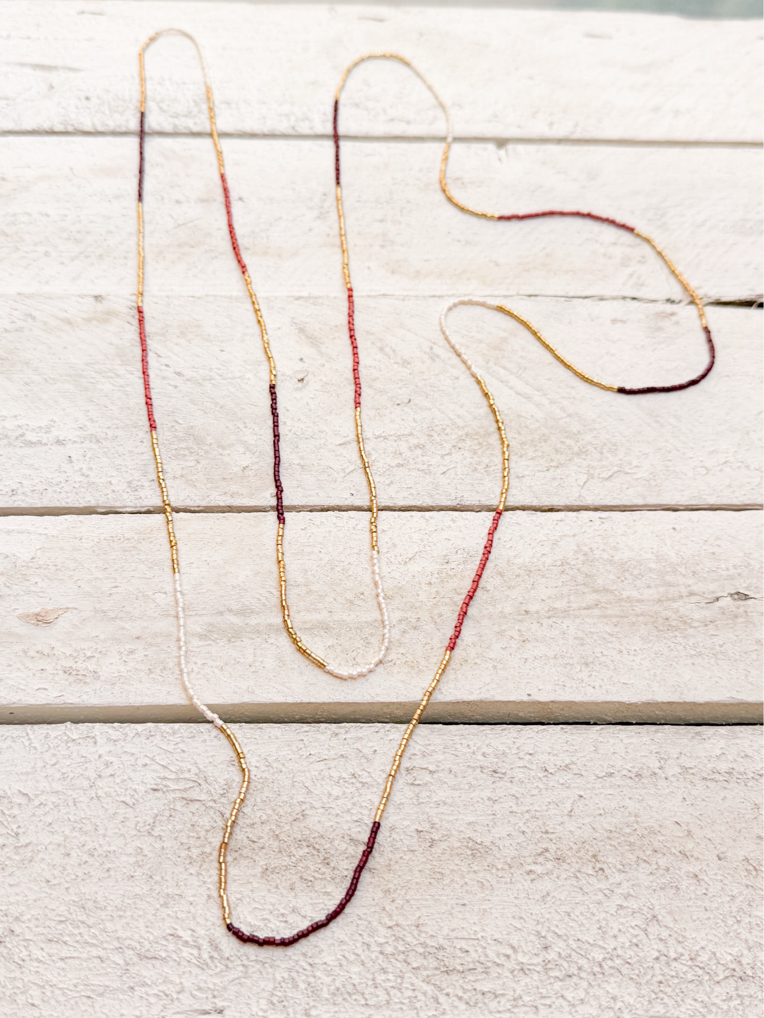 Collar miyuki mini rayas extra largo colores tierra