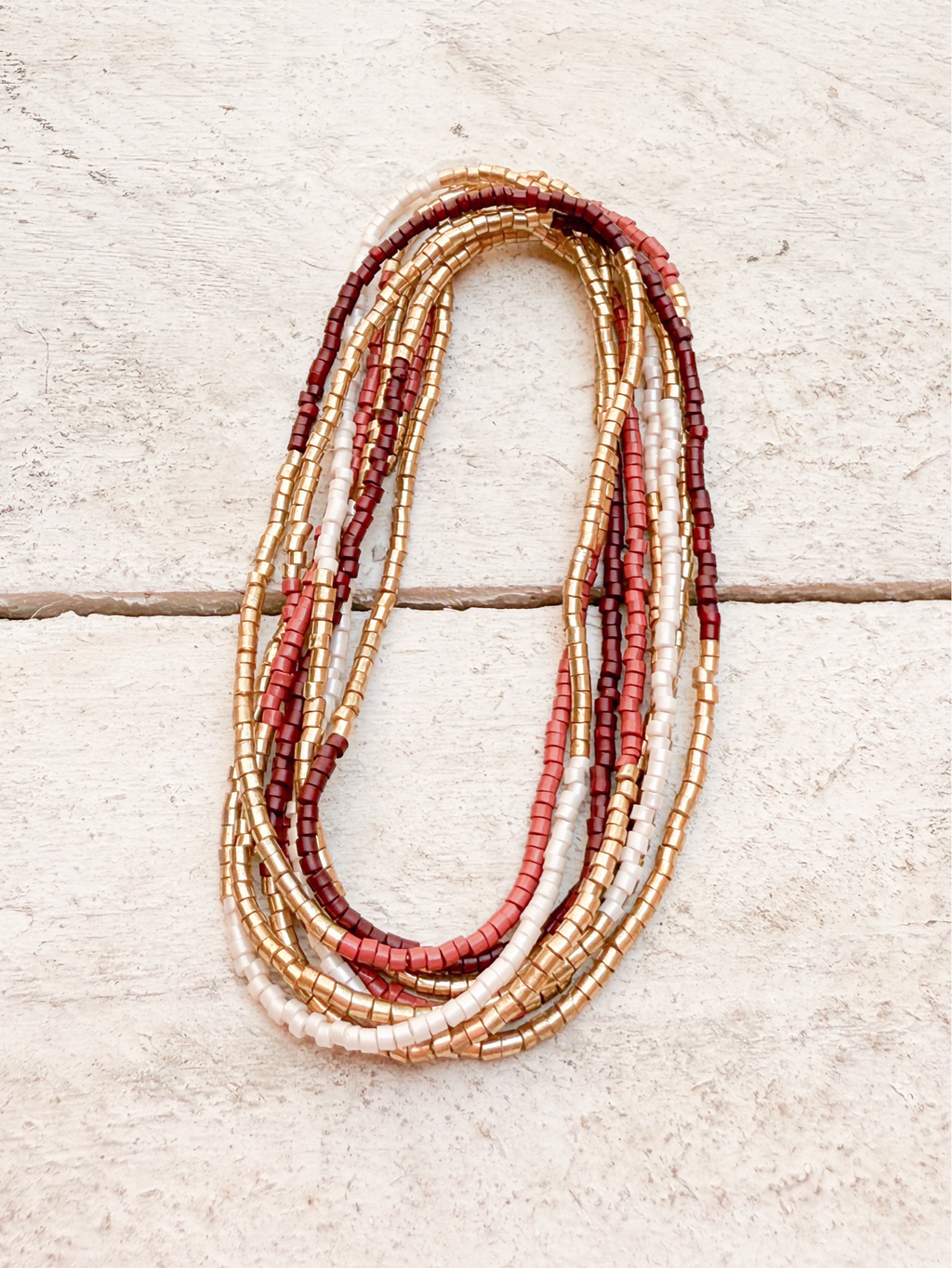 Collar miyuki mini rayas extra largo colores tierra