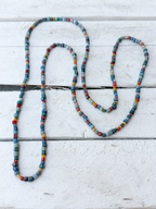 Collar largo piedras rayas