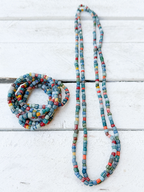 Collar largo piedras rayas