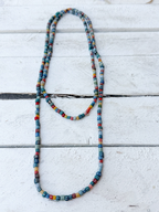 Collar largo piedras rayas