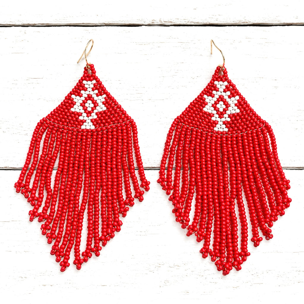 Pendientes miyuki tribal rojo