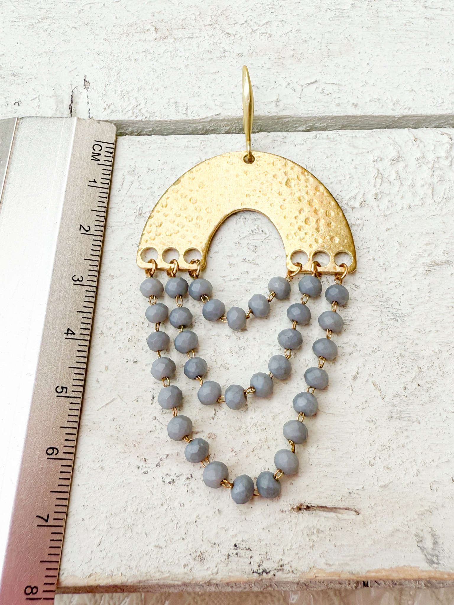 Pendientes cortina triple gris