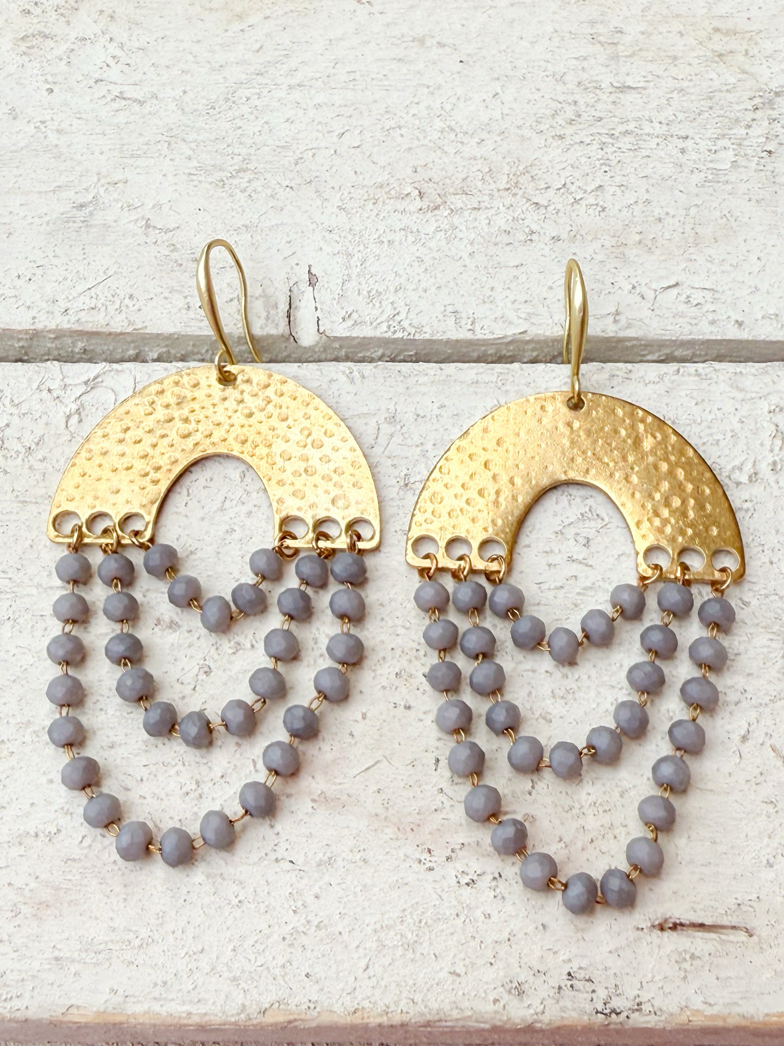 Pendientes cortina triple gris