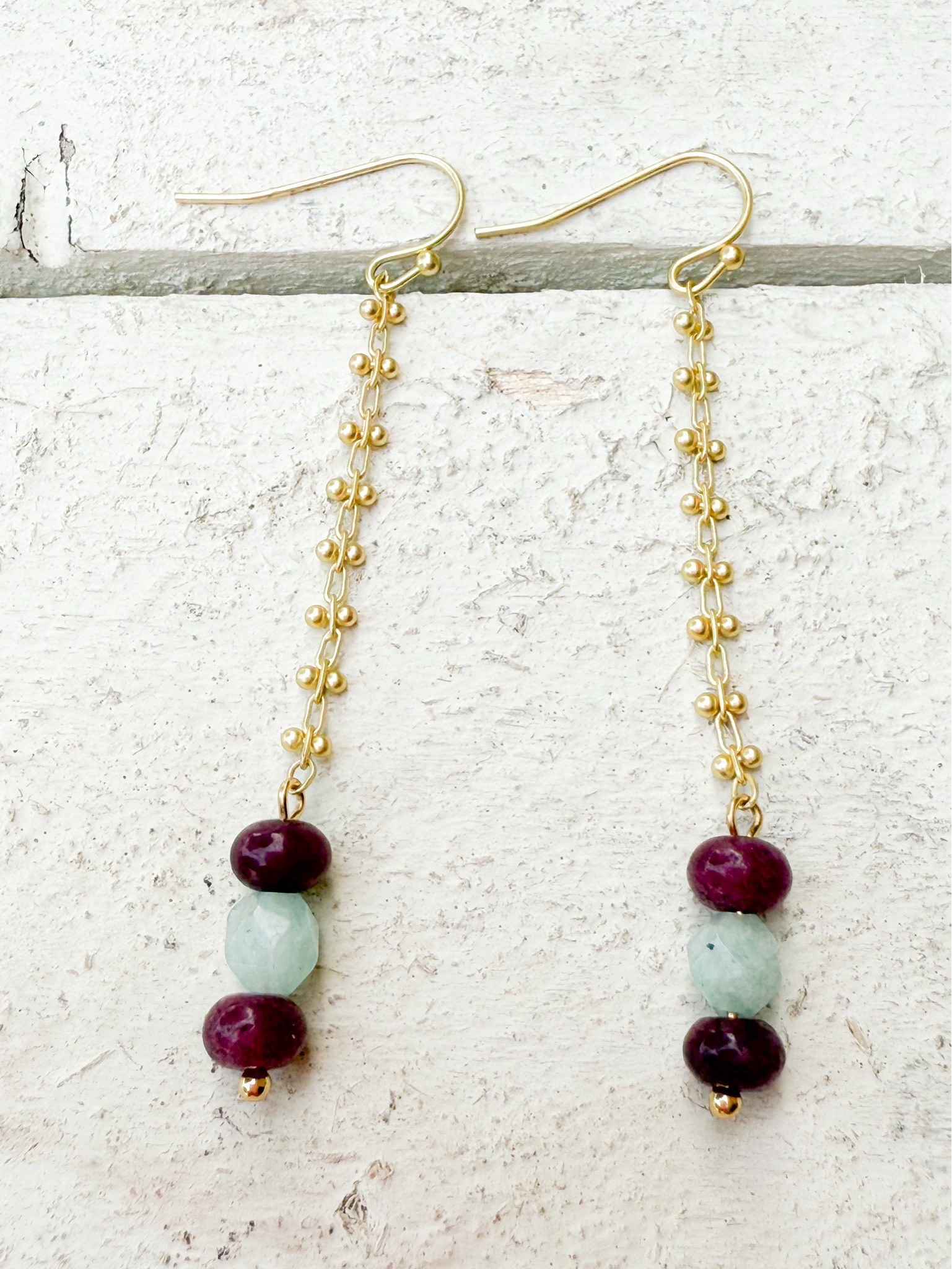 Pendientes cadena piedras mix