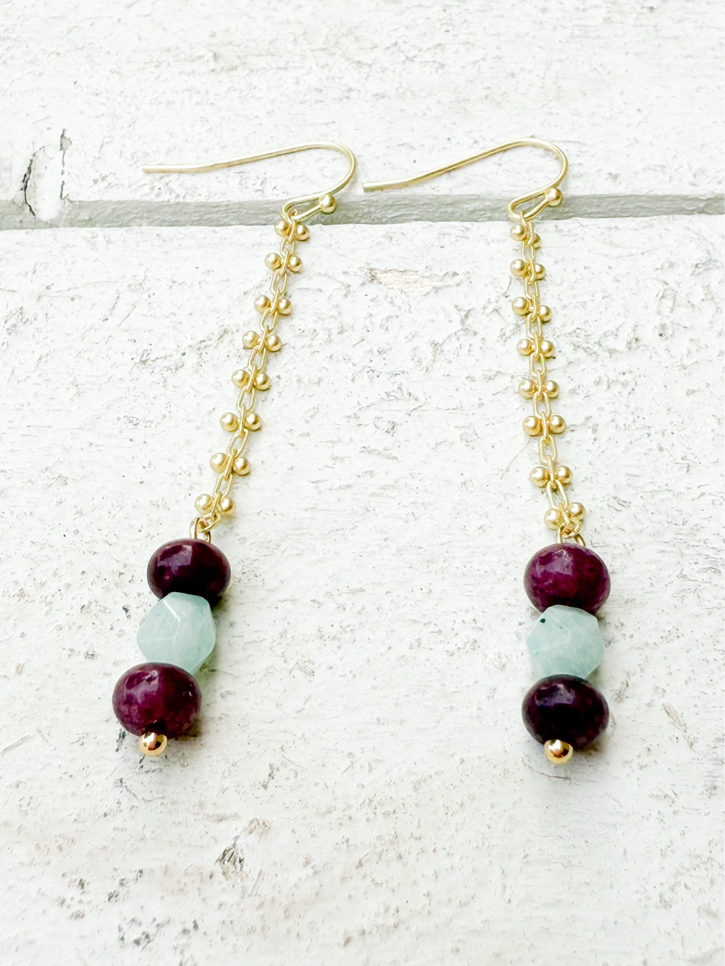 Pendientes cadena piedras mix