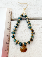 Pendientes gota chip verde tribal