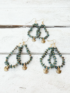 Pendientes gota chip verde tribal
