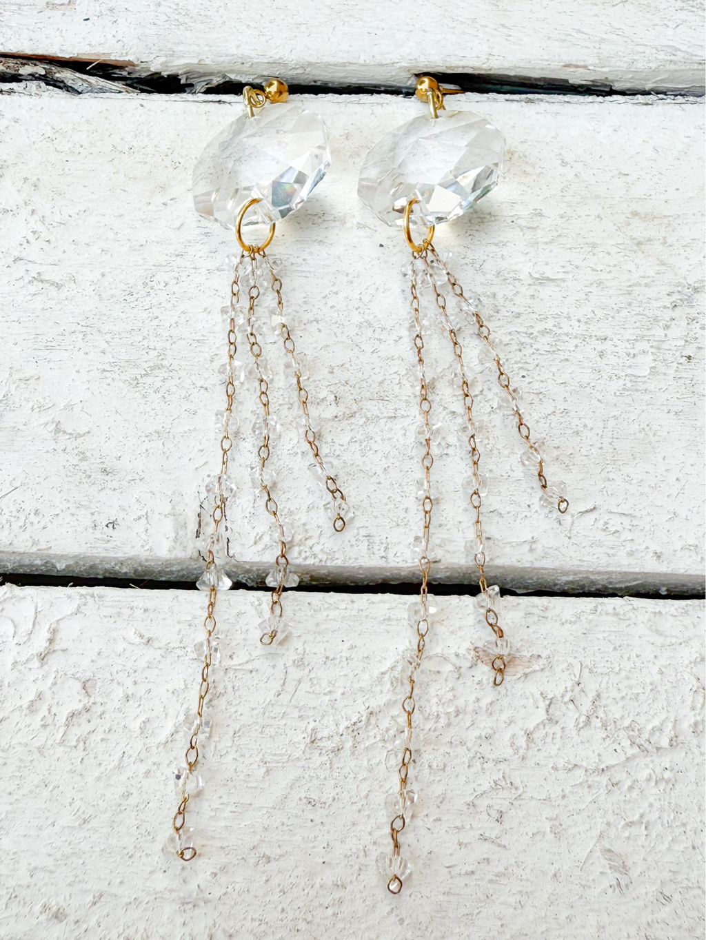Pendientes cristal pompón cadena