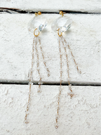 Pendientes cristal pompón cadena
