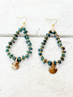Pendientes gota chip verde tribal