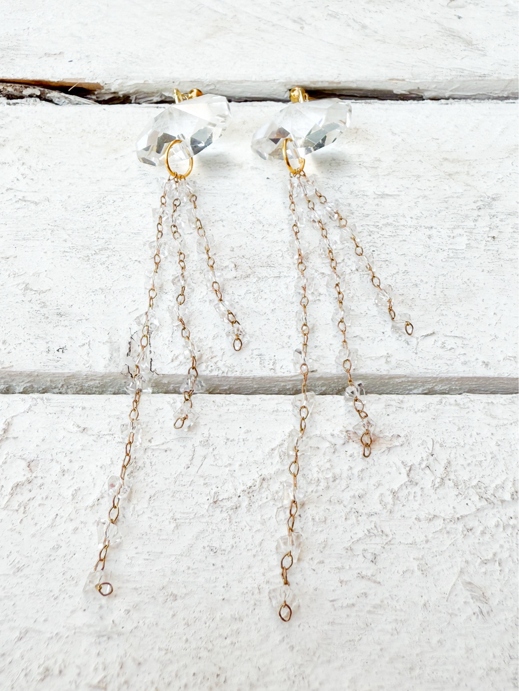 Pendientes cristal pompón cadena