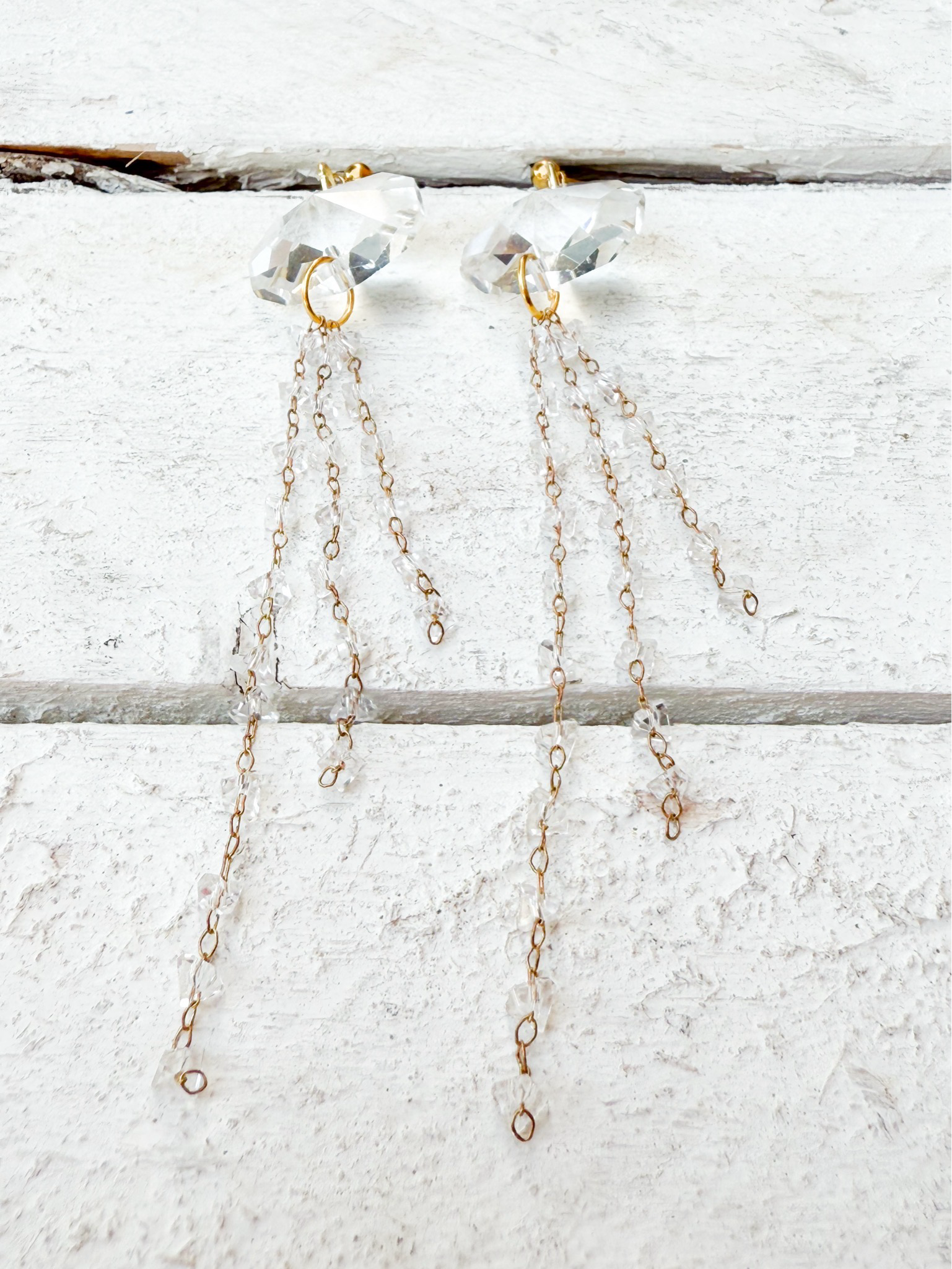 Pendientes cristal pompón cadena