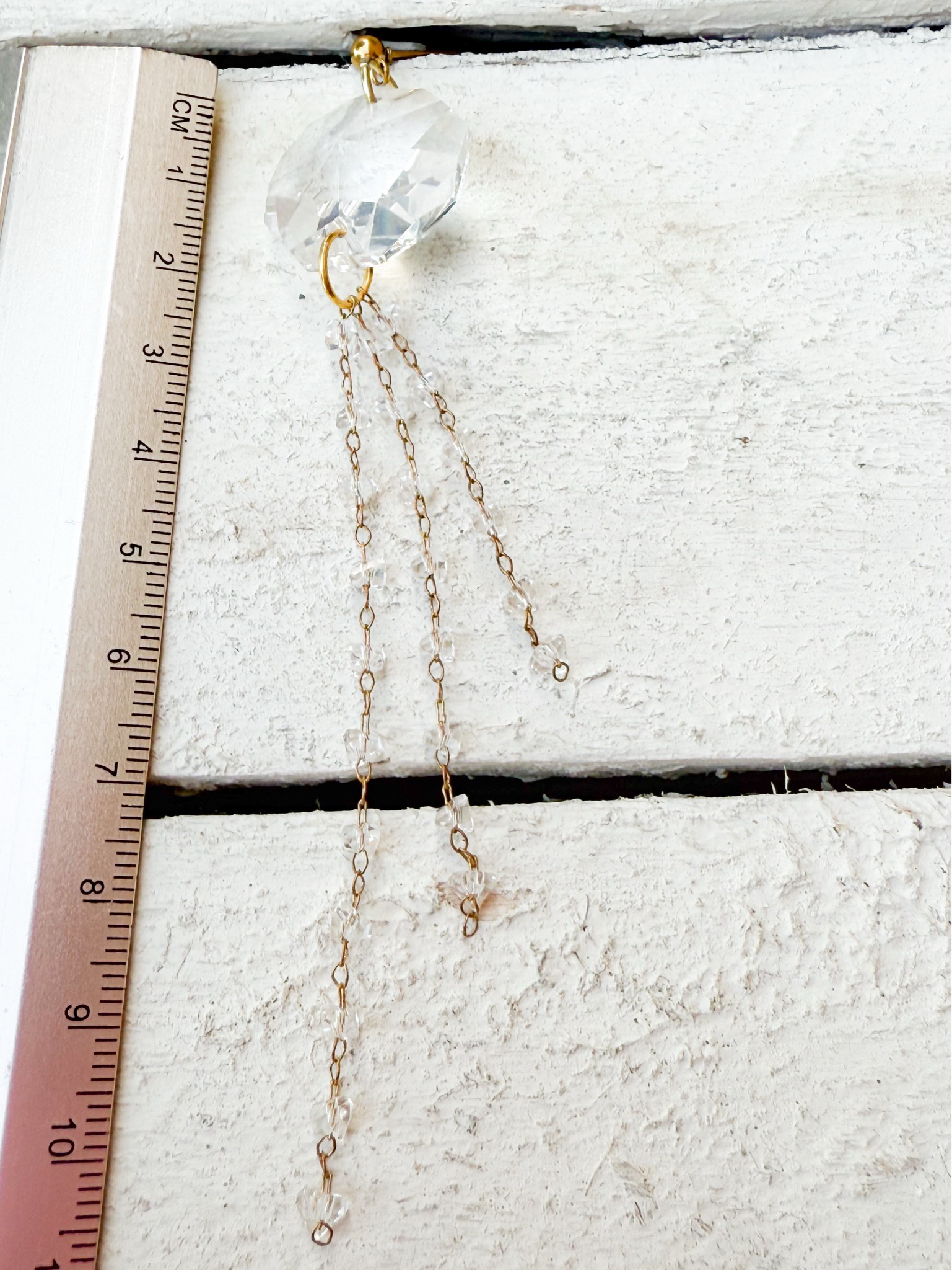 Pendientes cristal pompón cadena