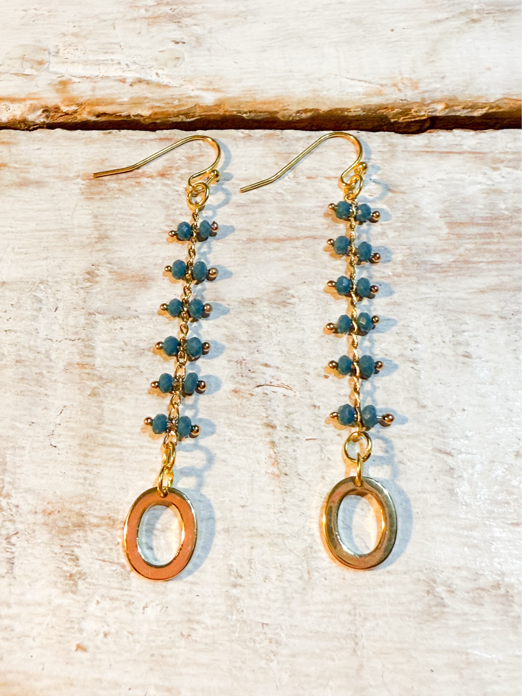 Pendientes doble piedra azul