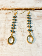 Pendientes doble piedra azul