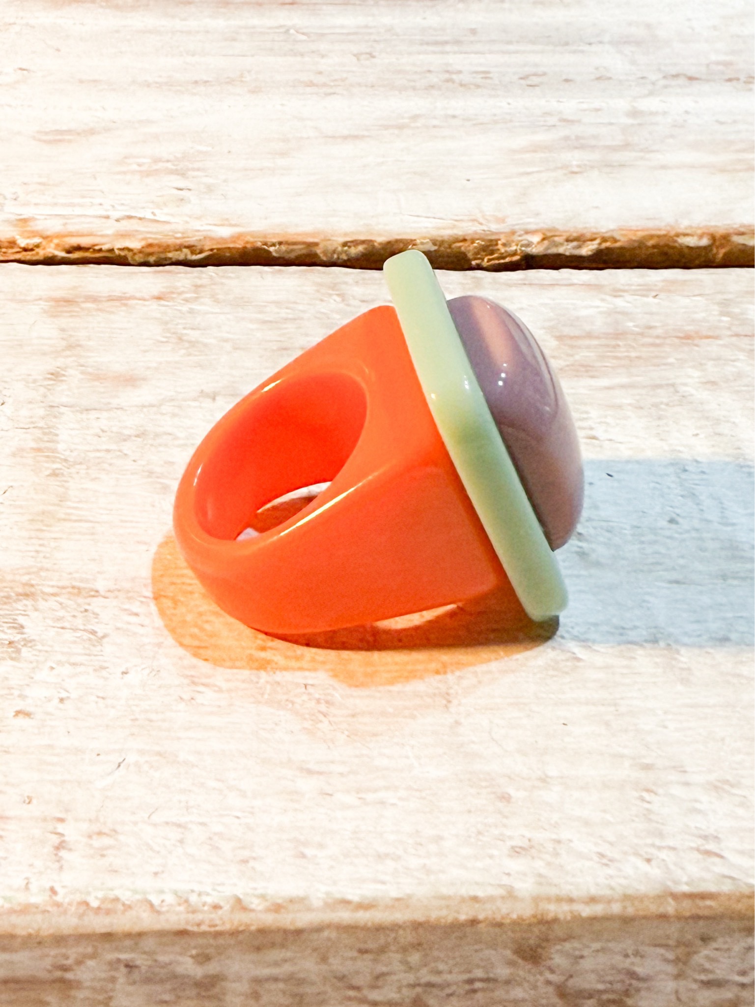 Anillo resina naranja y lavanda