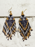 Pendientes miyuki triángulos dorado y grises