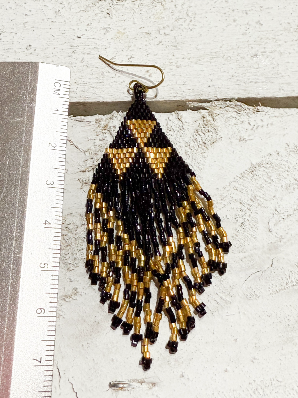 Pendientes miyuki negro y dorado