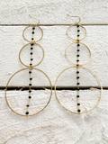 Pendientes triple aro cadena negro