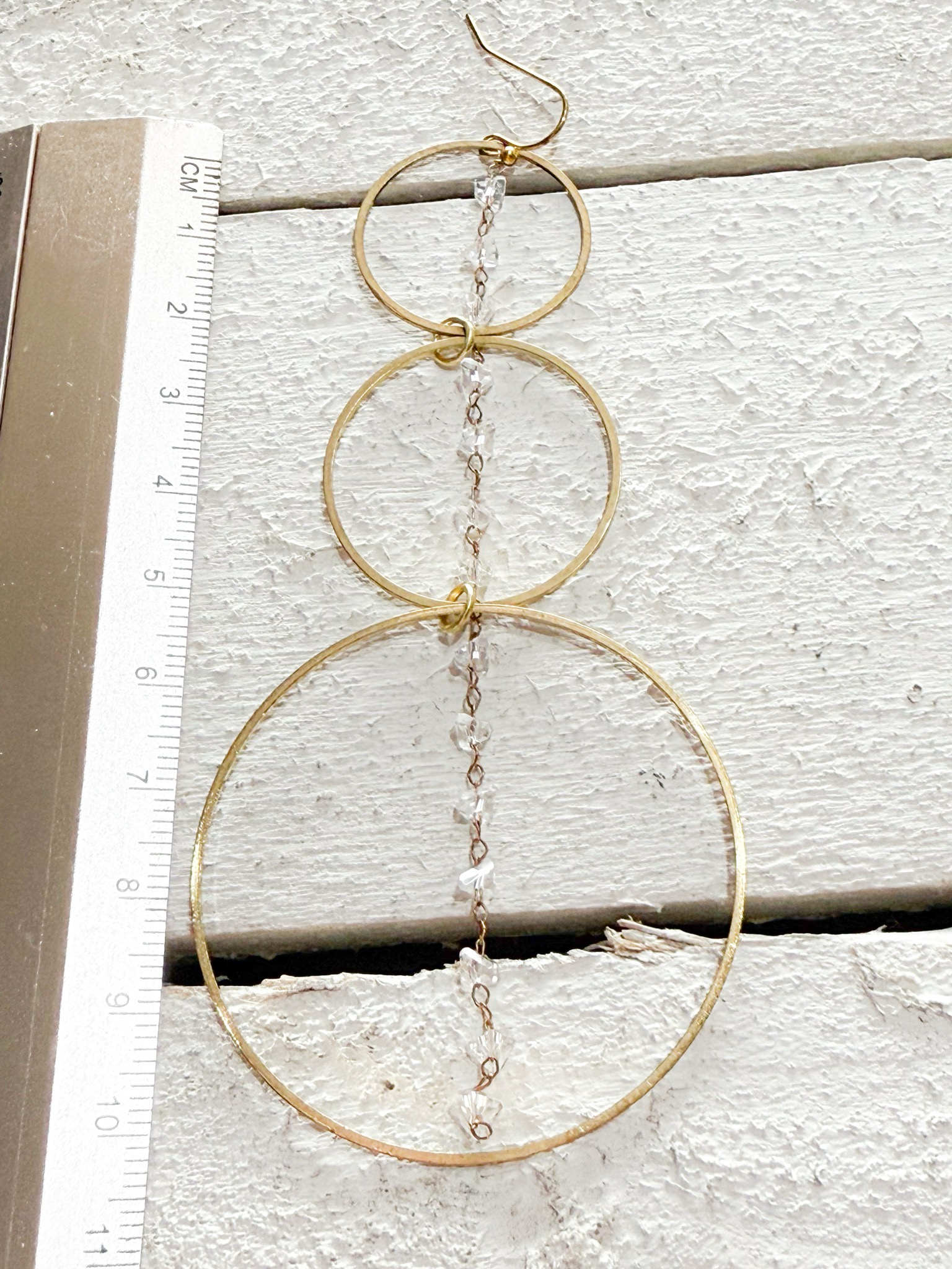 Pendientes triple aro cadena cristal