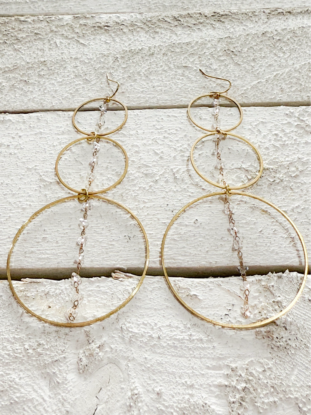 Pendientes triple aro cadena cristal