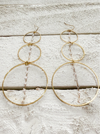 Pendientes triple aro cadena cristal