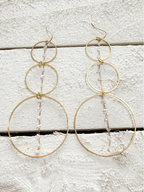 Pendientes triple aro cadena cristal