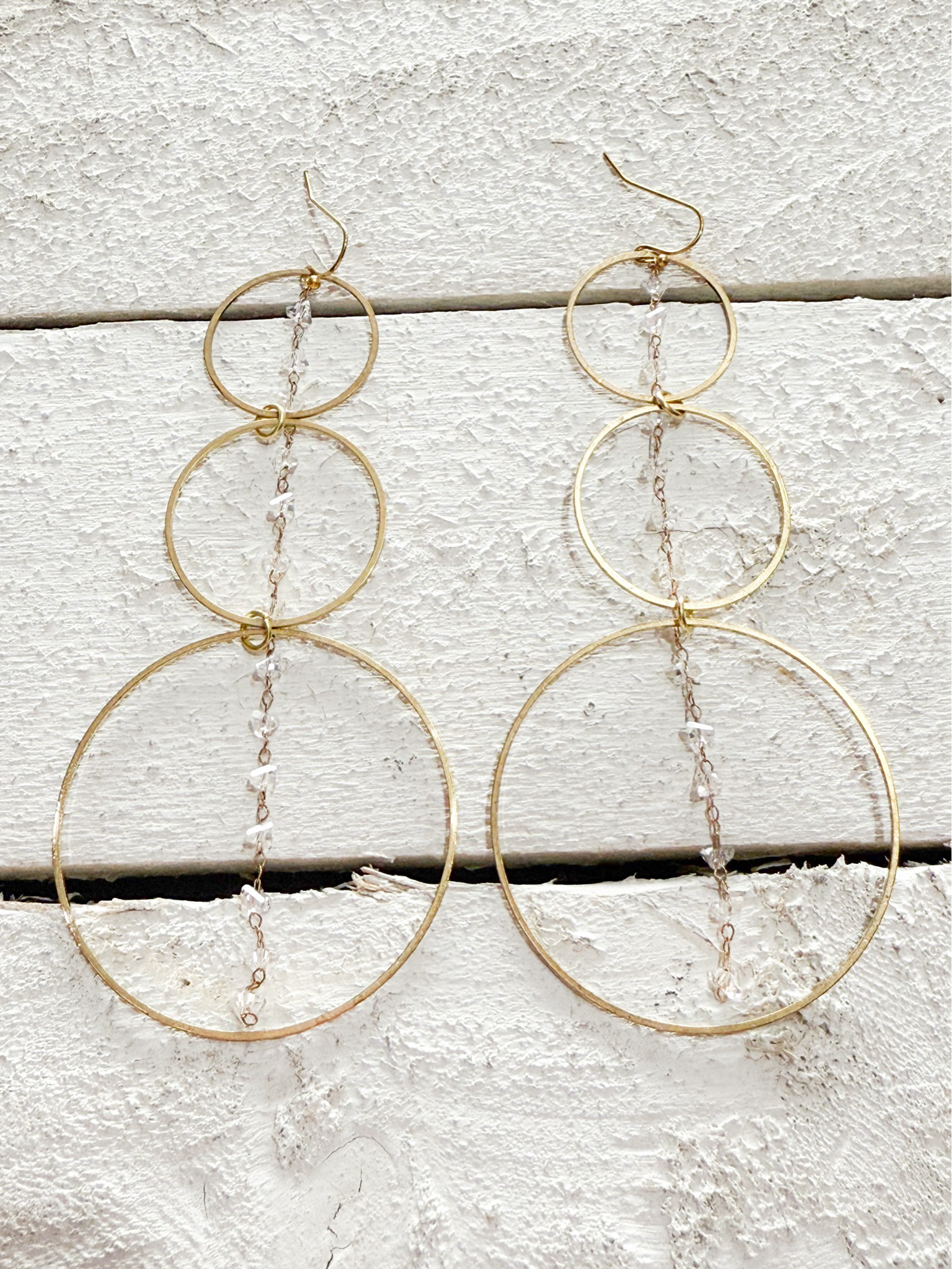 Pendientes triple aro cadena cristal