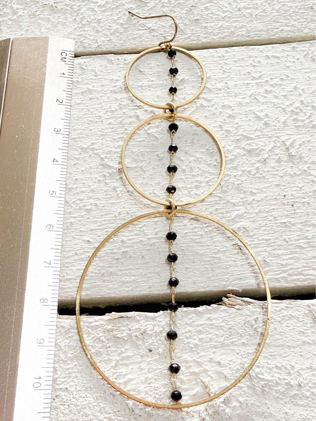 Pendientes triple aro cadena negro