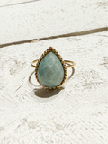Anillo gota piedra amazonita facetada