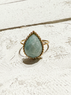 Anillo gota piedra amazonita facetada