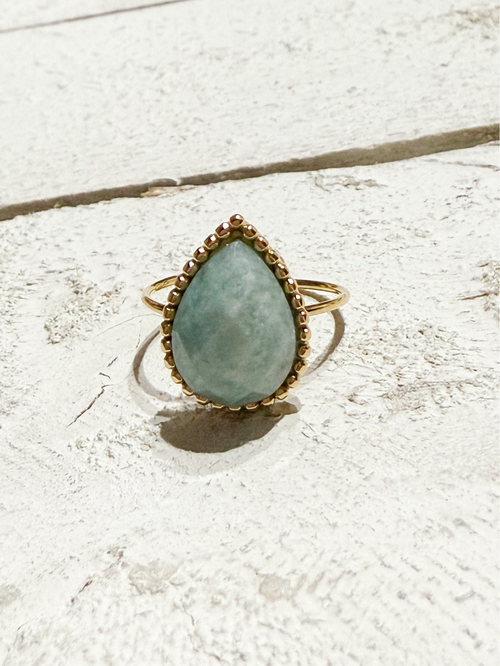 Anillo gota piedra amazonita facetada