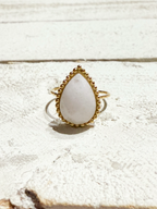 Anillo gota piedra blanca facetada