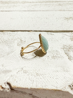 Anillo gota piedra amazonita facetada