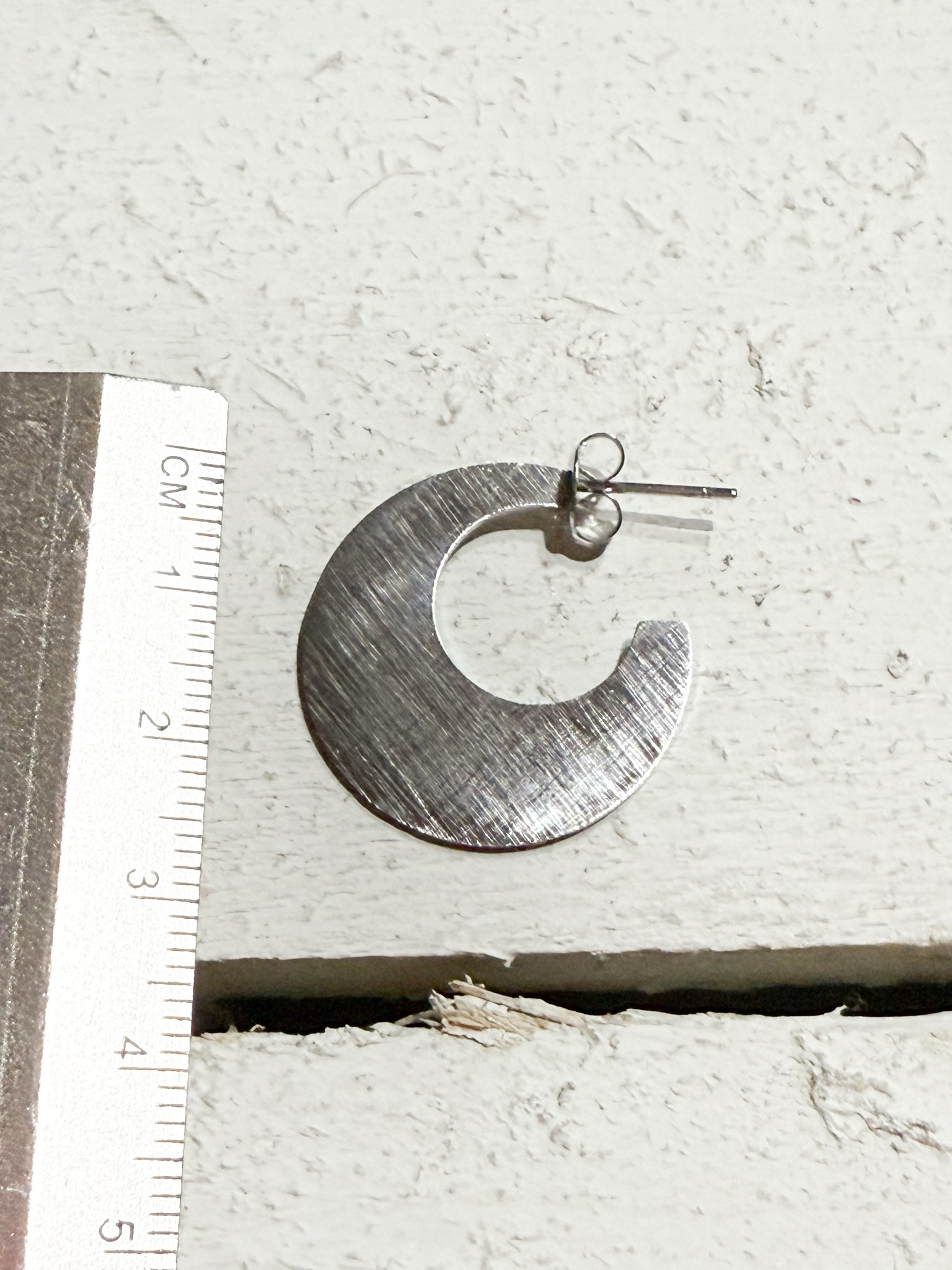 Pendientes aro luna plateado
