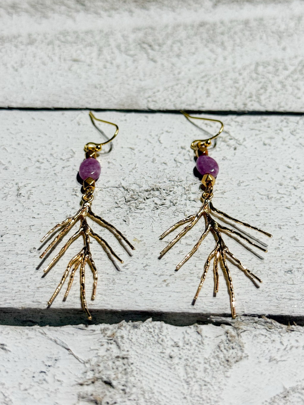 Pendientes rama berenjena