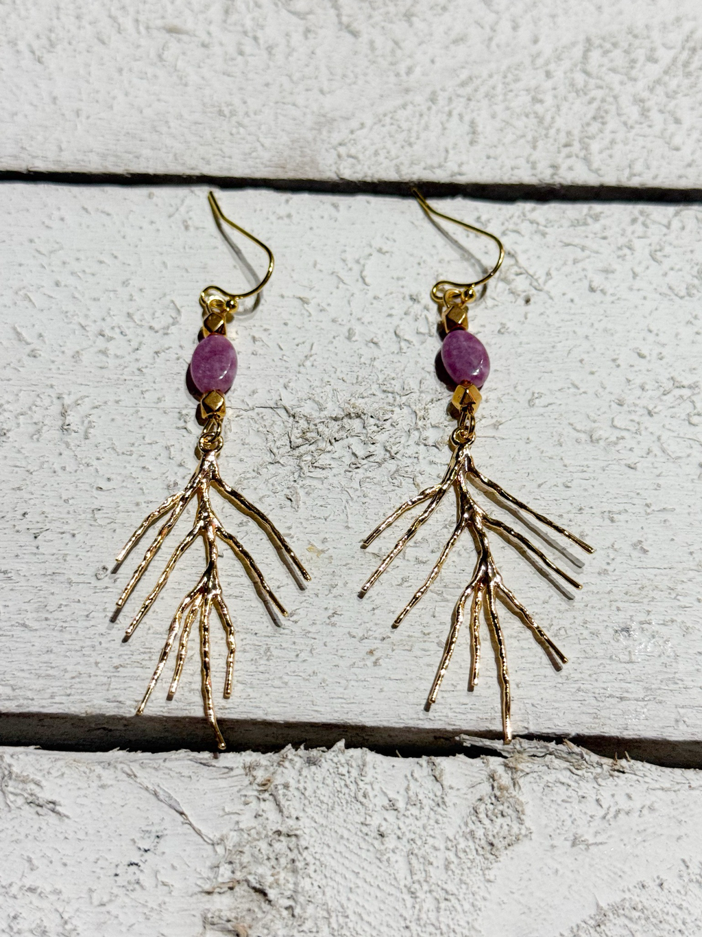 Pendientes rama berenjena
