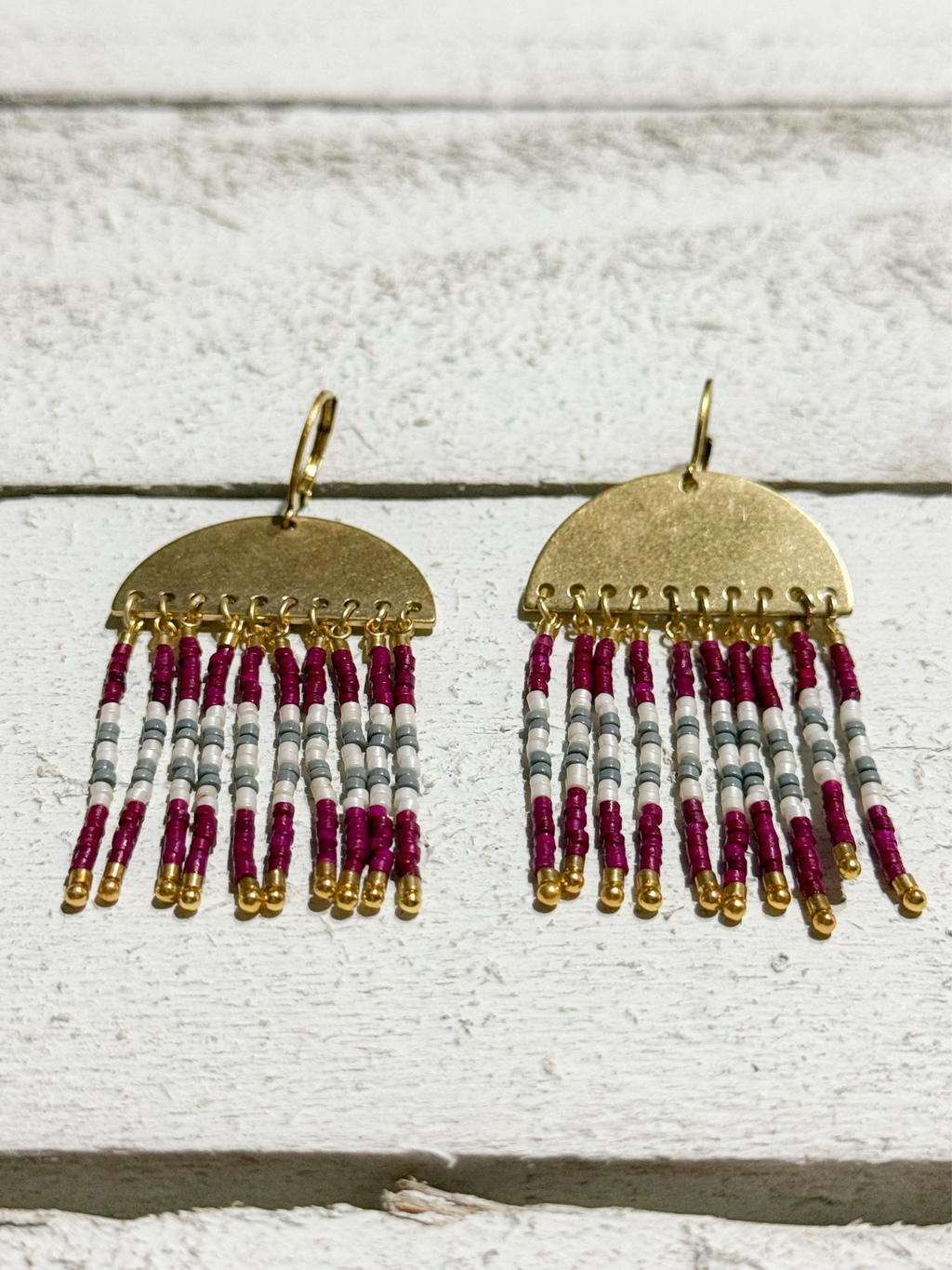 Pendientes medusa berenjena / gris