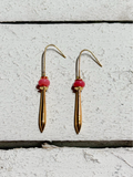 Pendientes bastón piedra rosa