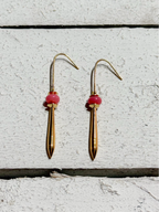 Pendientes bastón piedra rosa