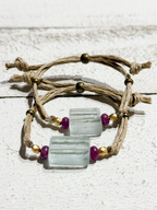 Pulsera cáñamo, piedra agua montada