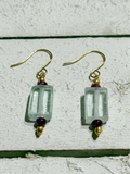 Pendientes vidrio azul dorados