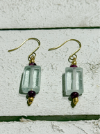 Pendientes vidrio azul dorados