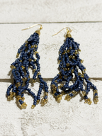 Pendientes pompón miyuki azul marino