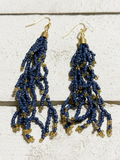 Pendientes pompón miyuki azul marino