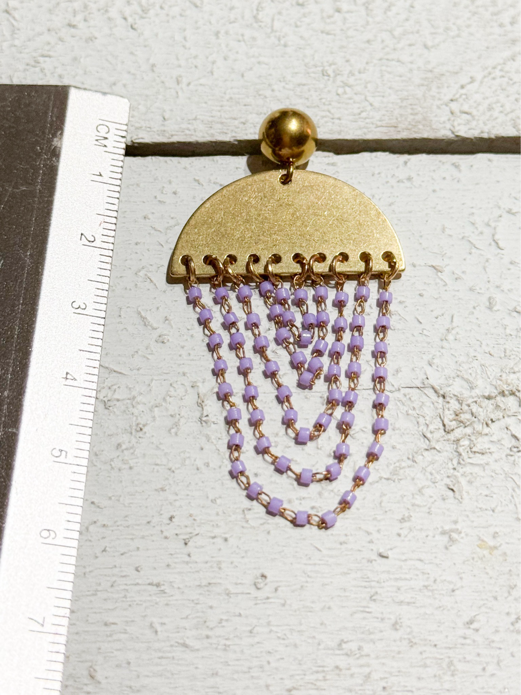 Pendientes cortina cadena lila